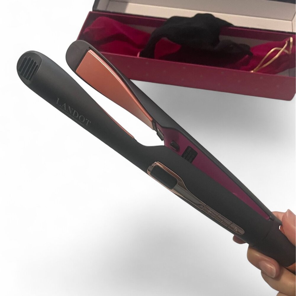 Landot 2-in-1 Twist Hair Straightener & Curler | Titanium Ionic Flat Iron Pink